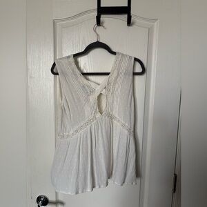 American Eagle Outfitters Cream Lace Trim Top